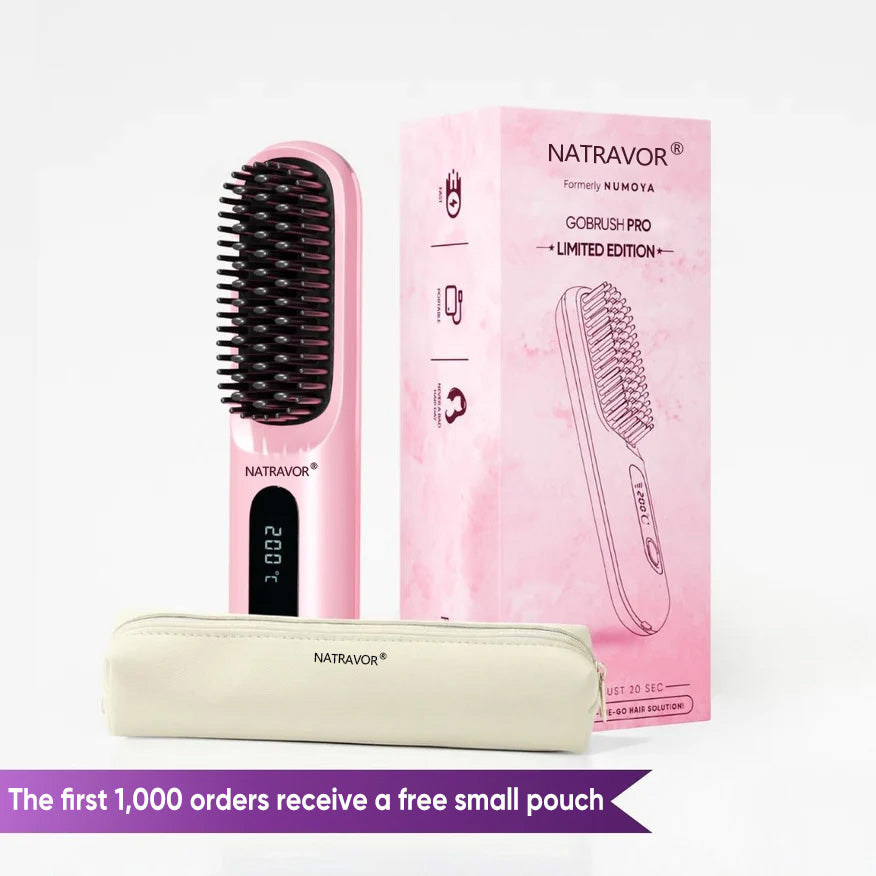 Black Compact Portable Heated Comb Straightener - USB Type-C Charge, 3 Heat Modes, Lightweight Wireless Adjustable Tool for Smooth, Frizz-Free Hair (Portable Hair Straightener for Travel)