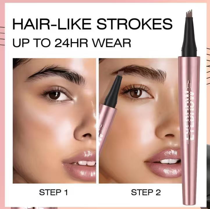 4-Tip Microblade Pen for Brows & Beards – Waterproof, Smudge-Proof & Natural Look