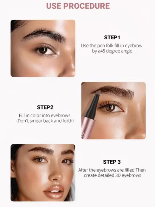 4-Tip Microblade Pen for Brows & Beards – Waterproof, Smudge-Proof & Natural Look