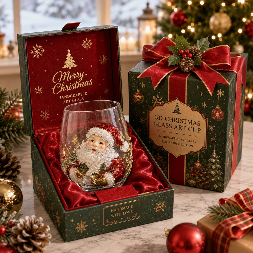 3D Christmas Glass Art Cup