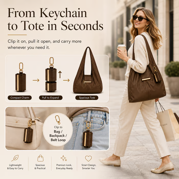 2-in-1 Charm-to-Tote Transformable Bag