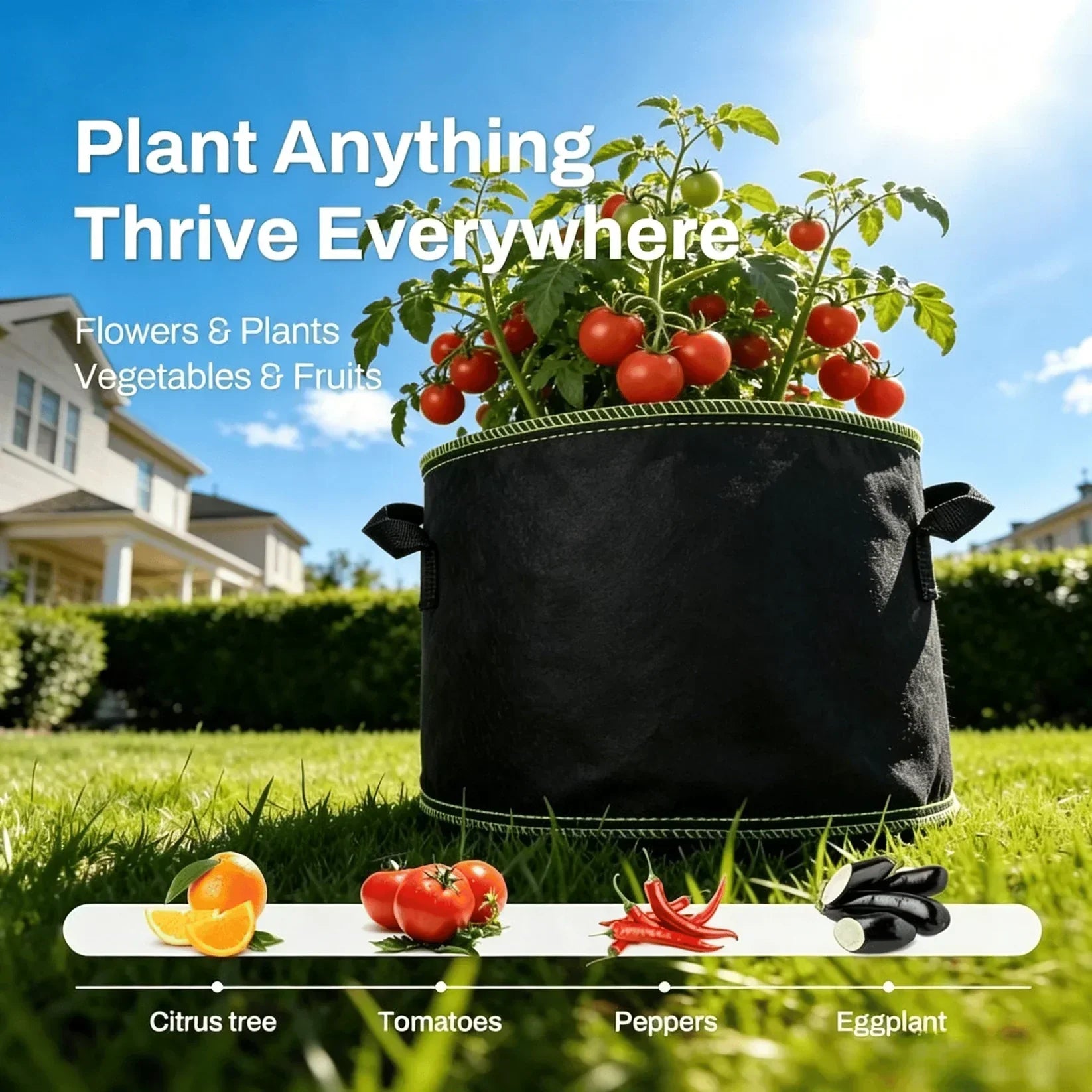 🌱 5-Pack 5 Gallon Grow Bags – Heavy Duty Aeration Fabric Pots with Handles for Vegetables, Flowers & Fruits 🪴