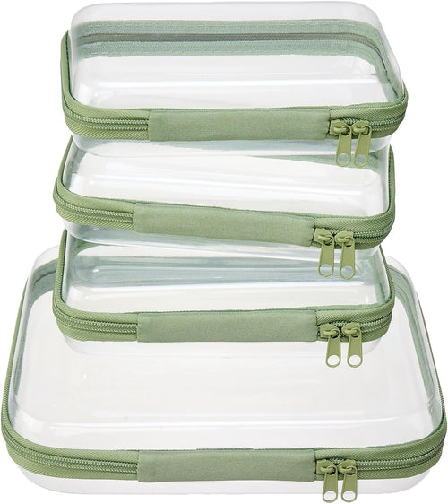 4 pcs Clear Zipper Pouches,Hard Shell Zipper Case, Toiletry Bag for Travel, CLear Diaper Bag, Toiletry Pouch, Travel Organizer, Cosmetic Bag,Toy Storage Bins (M+3S)