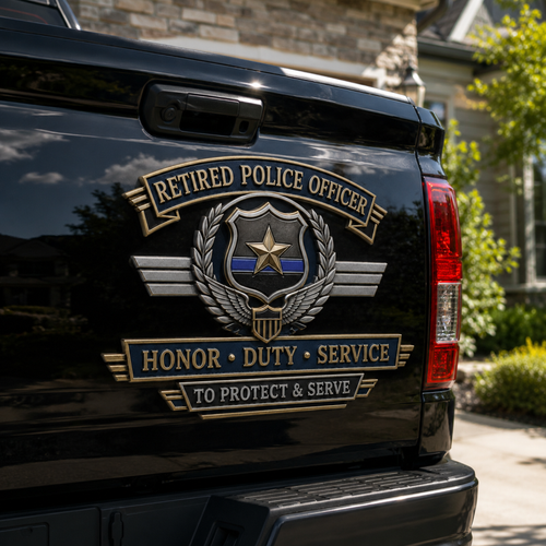 Buy More, Save More🔥 Retired Police Officer Honor Duty Service Metal Car Emblem