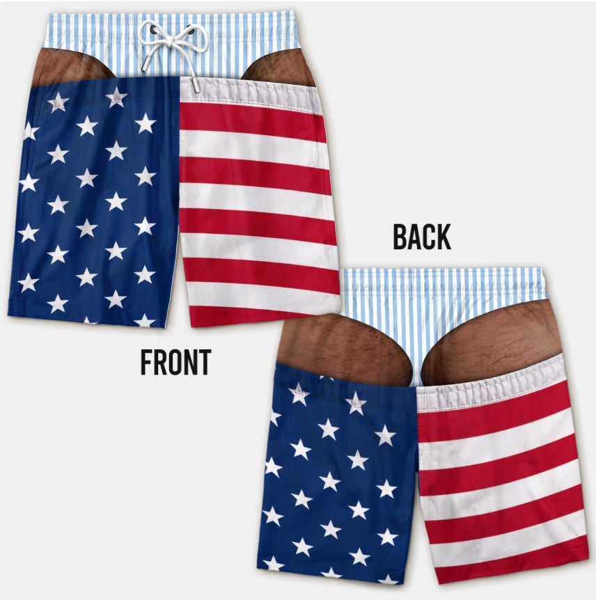 Custom Funny Patriotic Men Swim Trunks - Personalized Birthday Gifts For Husband, Son, Grandson, Brother, Grandpa, Dad, Yourself - Warning Wide Load