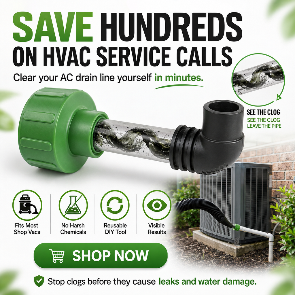 ✨AC Drain Line Cleaner Tool -⚡Clears stubborn AC drain clogs in minutes(🔥Fit for most residential HVAC drain lines)