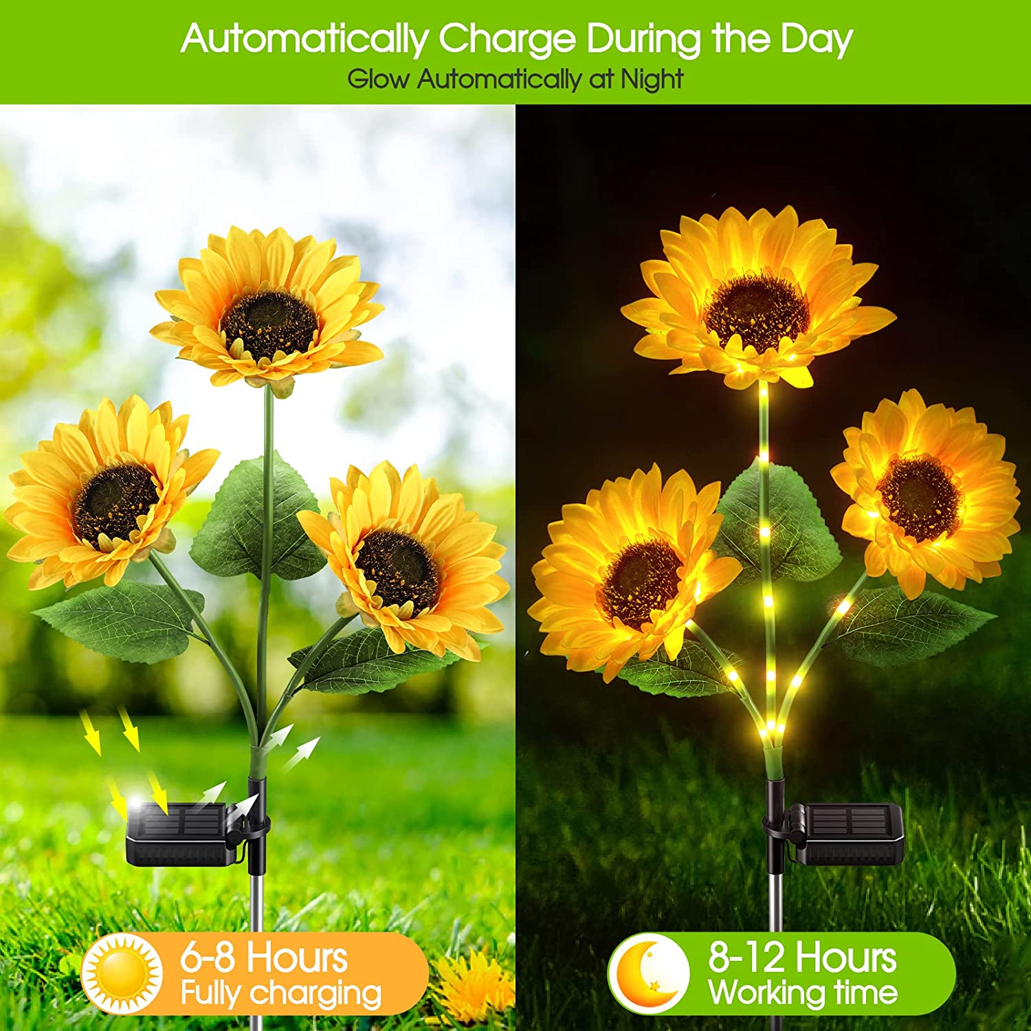 LuminaBloom™ 3-in-1 Solar Sunflower Garden Stake Lights